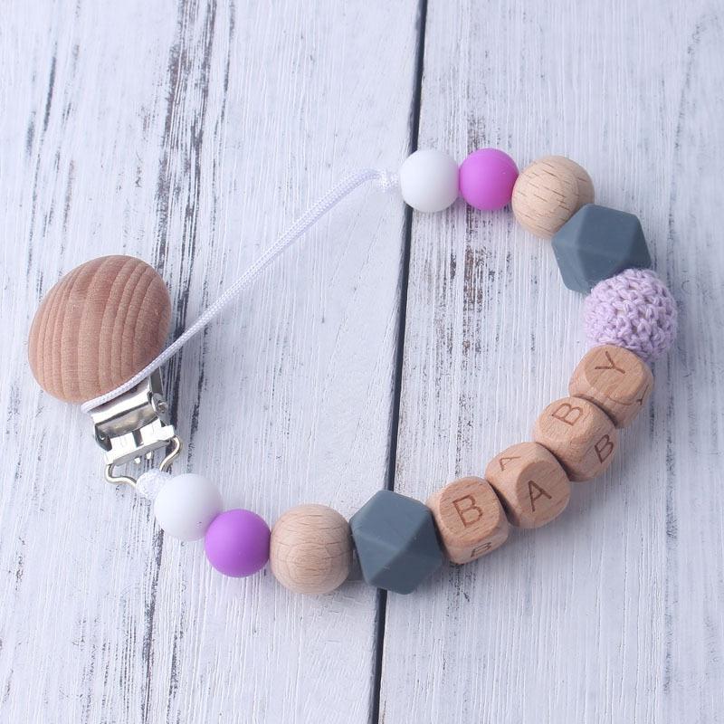 Cute Baby Bracelets | Beech Wood & Silicone Teething Toy - Pacifier Clip | Vibrant Color Choices